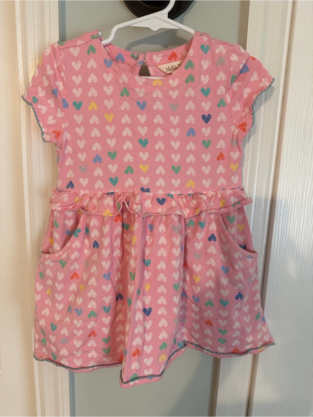 Matilda Jane Pink Heart Print Ruffle Pocket Dress